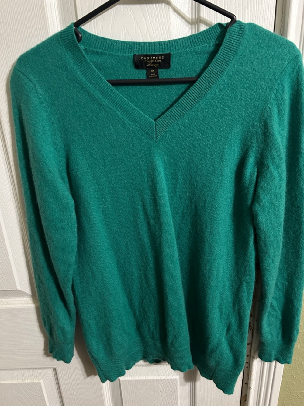 Charter Club Cashmere V-Neck Sweater in Teal Green